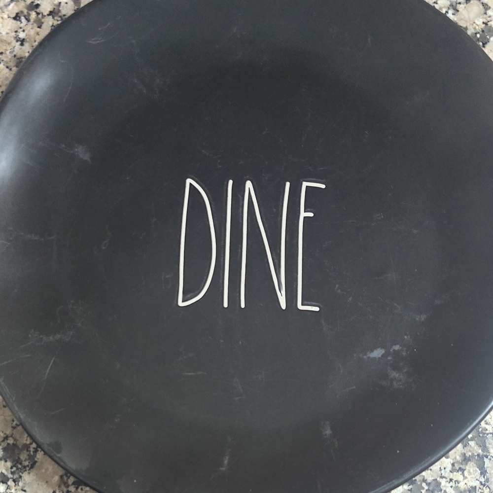 Rae Dunn Black 'DINE' Ceramic Plate